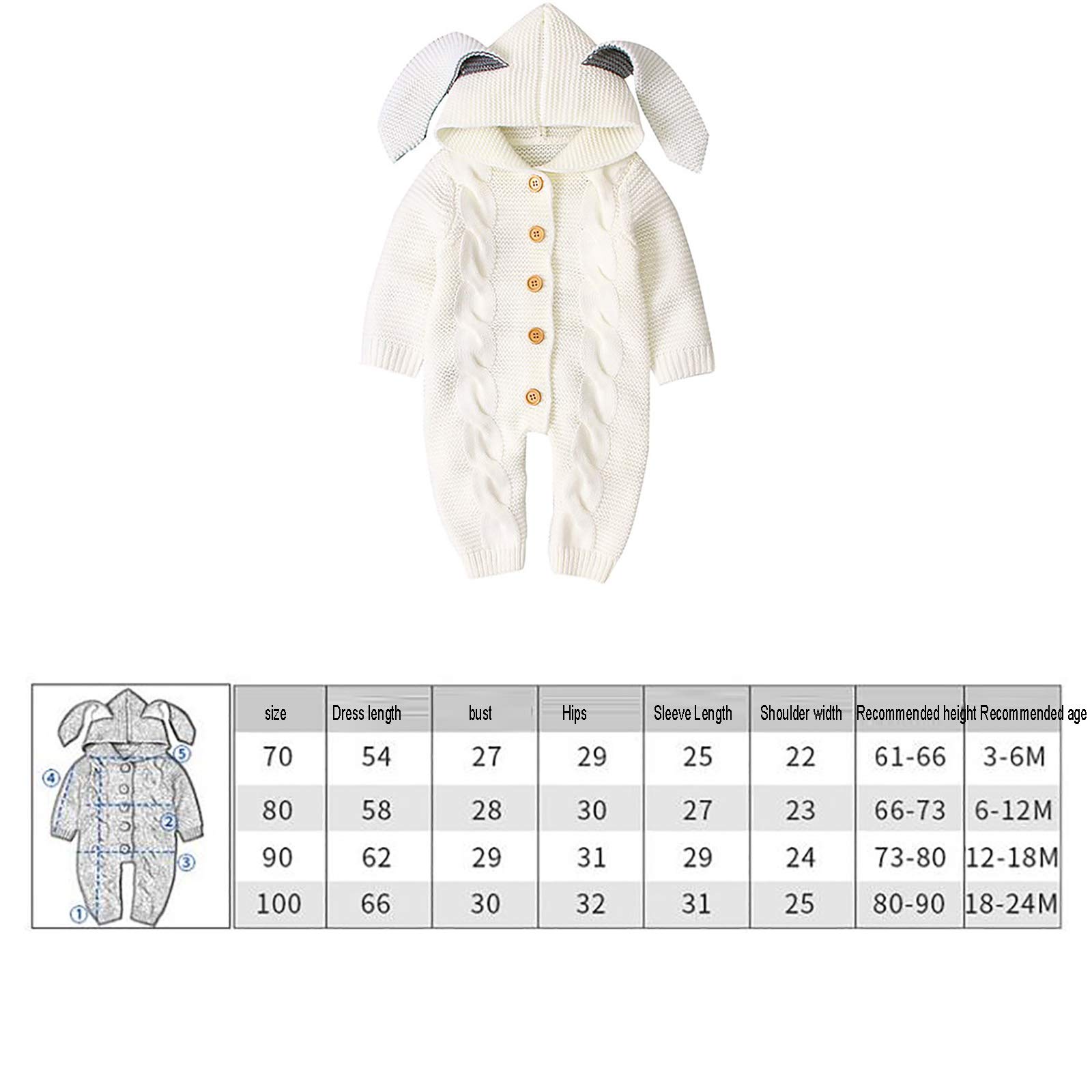 Pelele De Punto con Capucha para Bebé Recién Nacido, Traje De Nieve Más Cálido De Invierno para Niños Niñas Juguetes De Punto para Bebés,Beige,100