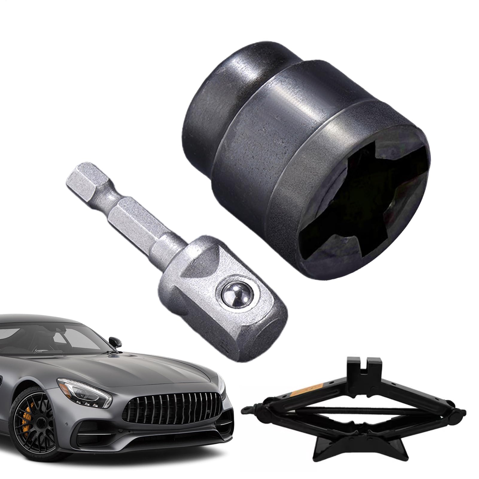 タイヤ交換工具 ジャッキアダプター 車載パンタジャッキ取付金具 高速 省力化 専用 防錆 頑丈 工具コンバーター 交換用アタッチメント 車メンテナンストール トラック ガレージ用 ドリルアダプターアクセサリー - 3