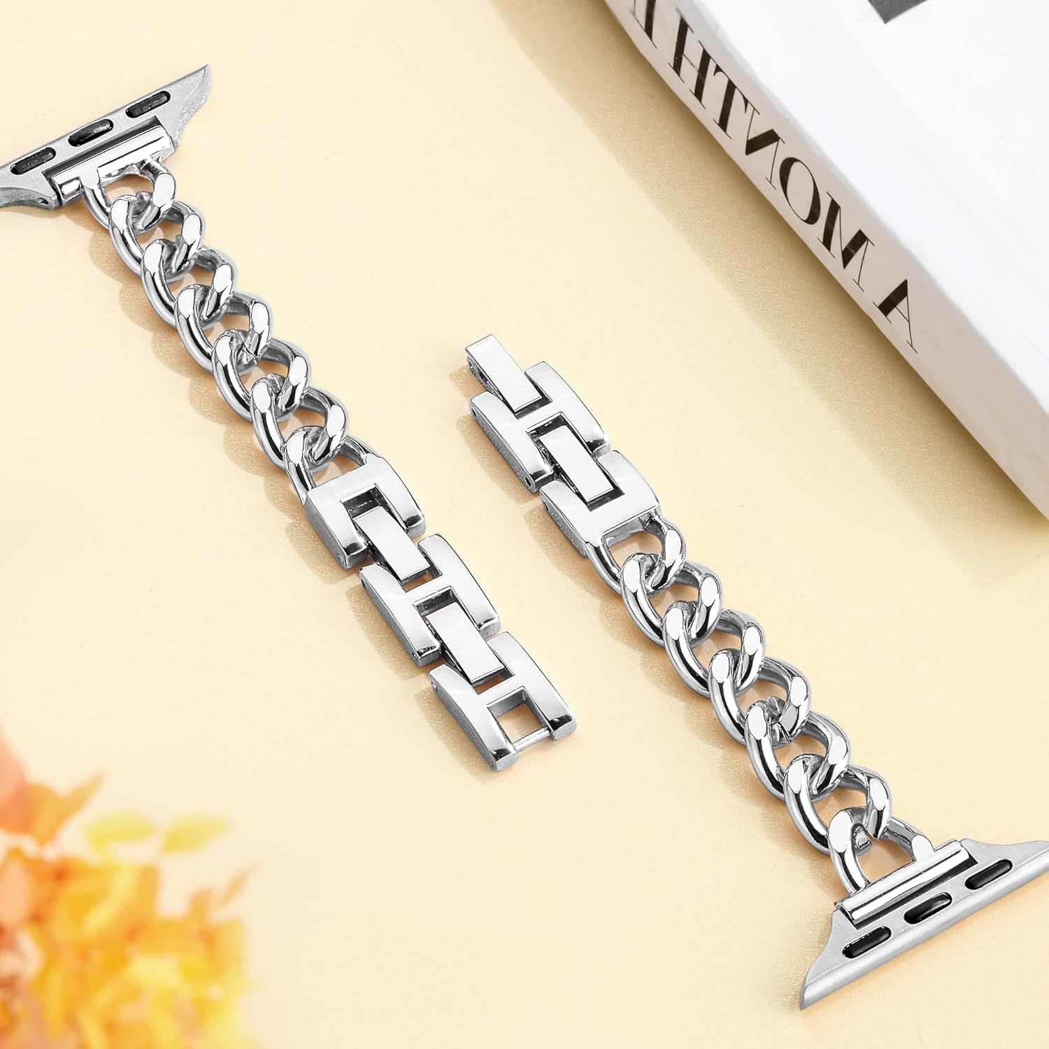 Slim Metal band Compatible with Apple Watch Bands for Women 38mm 40mm 41mm 42mm 44mm 45mm 46mm, Dressy Designer Strap Single Chain Wristband Thin iWatch Bands for Series 11 SE 10 9 8 7 6 5 4 - Image 5