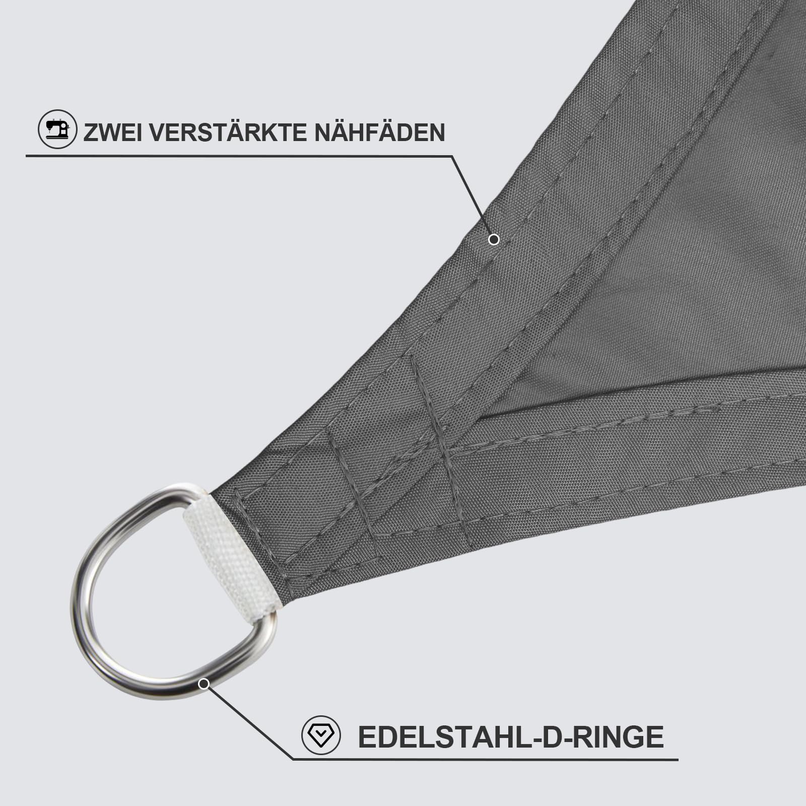 Sunnylaxx 3x3x3m Sonnensegel Dreieckig, Wasserdicht Sonnenschutz Sunsegel Color Anthrazit, 95% UV-Schutz,für Außenbereich,Garten