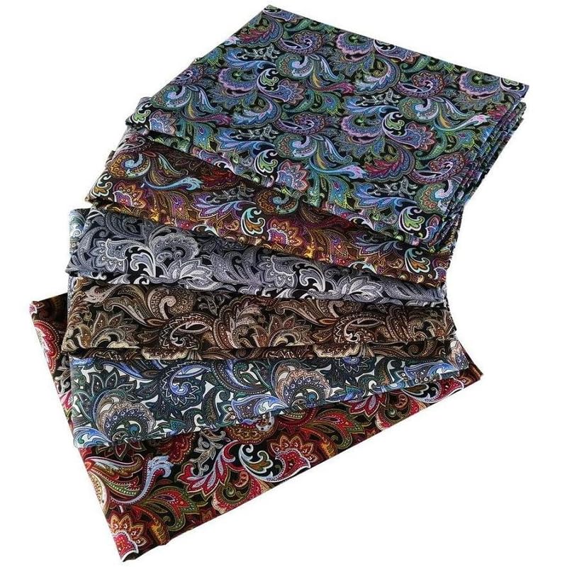 CraftsFabrics 6Pcs Paisley Patterns Cotton Fabric Quilting Patchwork Fabric Fat Quarter Bundles Fabric for DIY Crafts Cloth Sewing