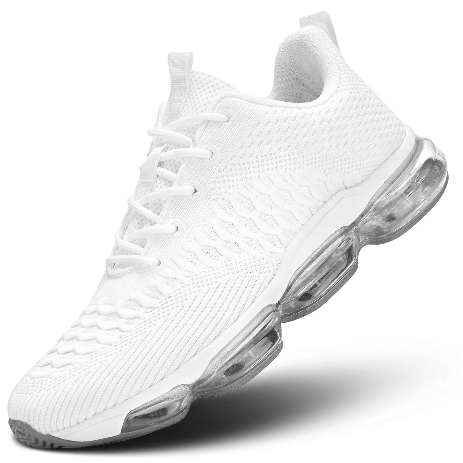 Pozvnn Mens Air Cushion Running Shoes Fashion Casual Walking Tennis Sneakers Non Slip Breathable Trail Sport Gym White 10