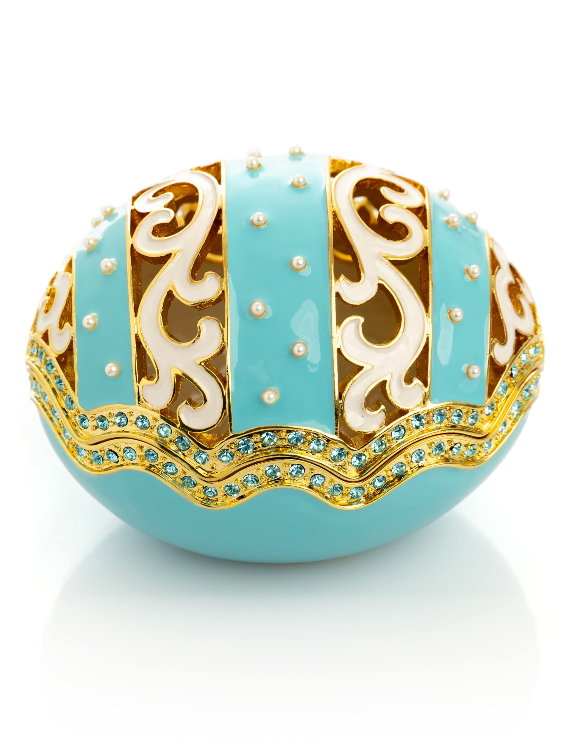 Keren Kopal Uovo di Pasqua turchese azzurro con perle all'interno decorato uovo di Pasqua