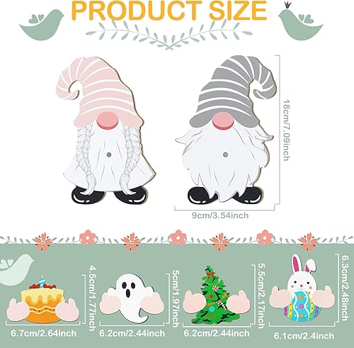 Miniatura 3 de 20 letreros de gnomo de otoño intercambiables de madera para decoración del hogar gnomo de vacaciones 2 letreros de gnomo gruesos para decoración