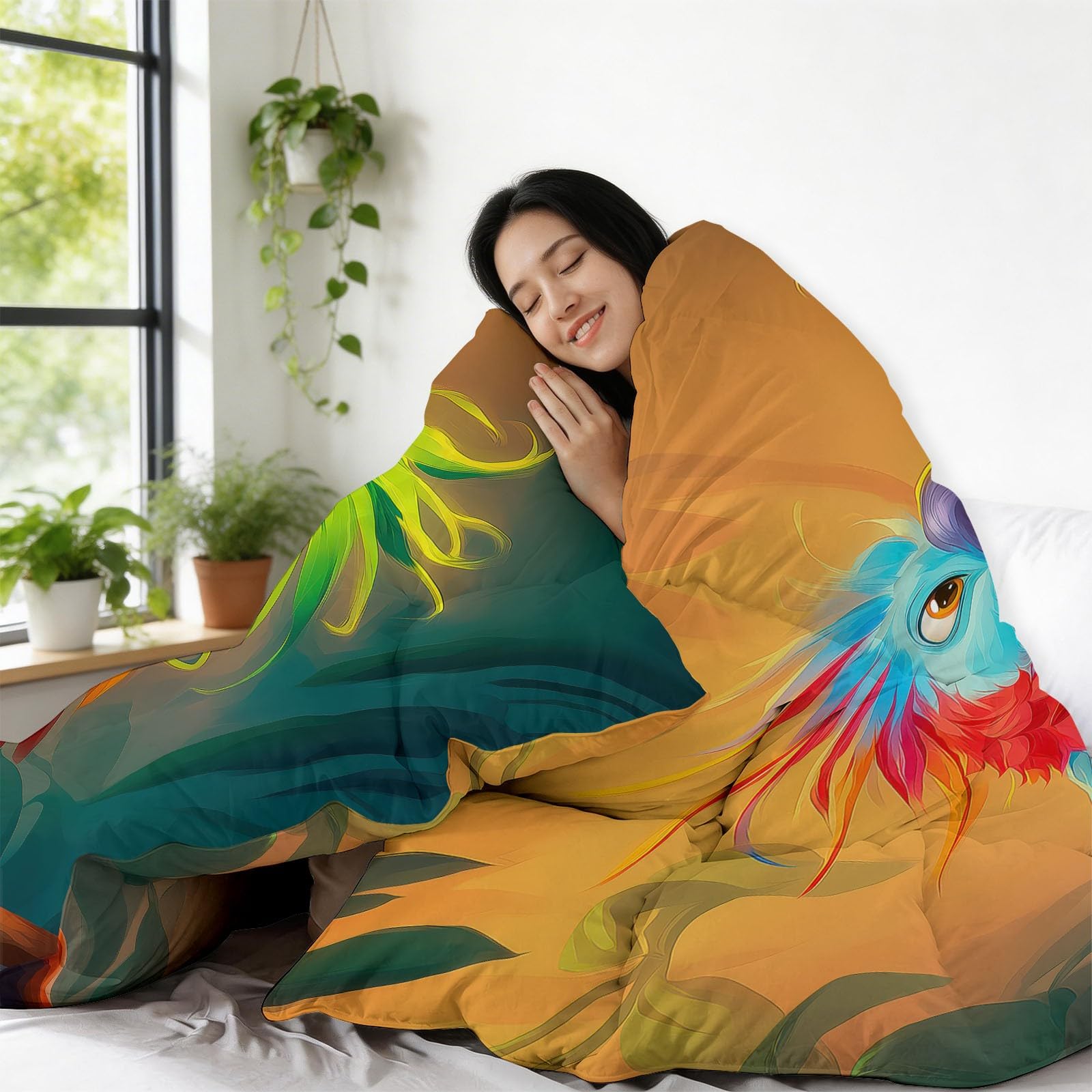 Generico Piumone Invernale Matrimoniale 220 x 240 cm Animali Pappagallo Trapunta in Ecopiuma 400 gr/mq, Caldo ed Elegante – Biancheria da Letto Anallergica e Traspirante – Set 3 Pezzi, Colore