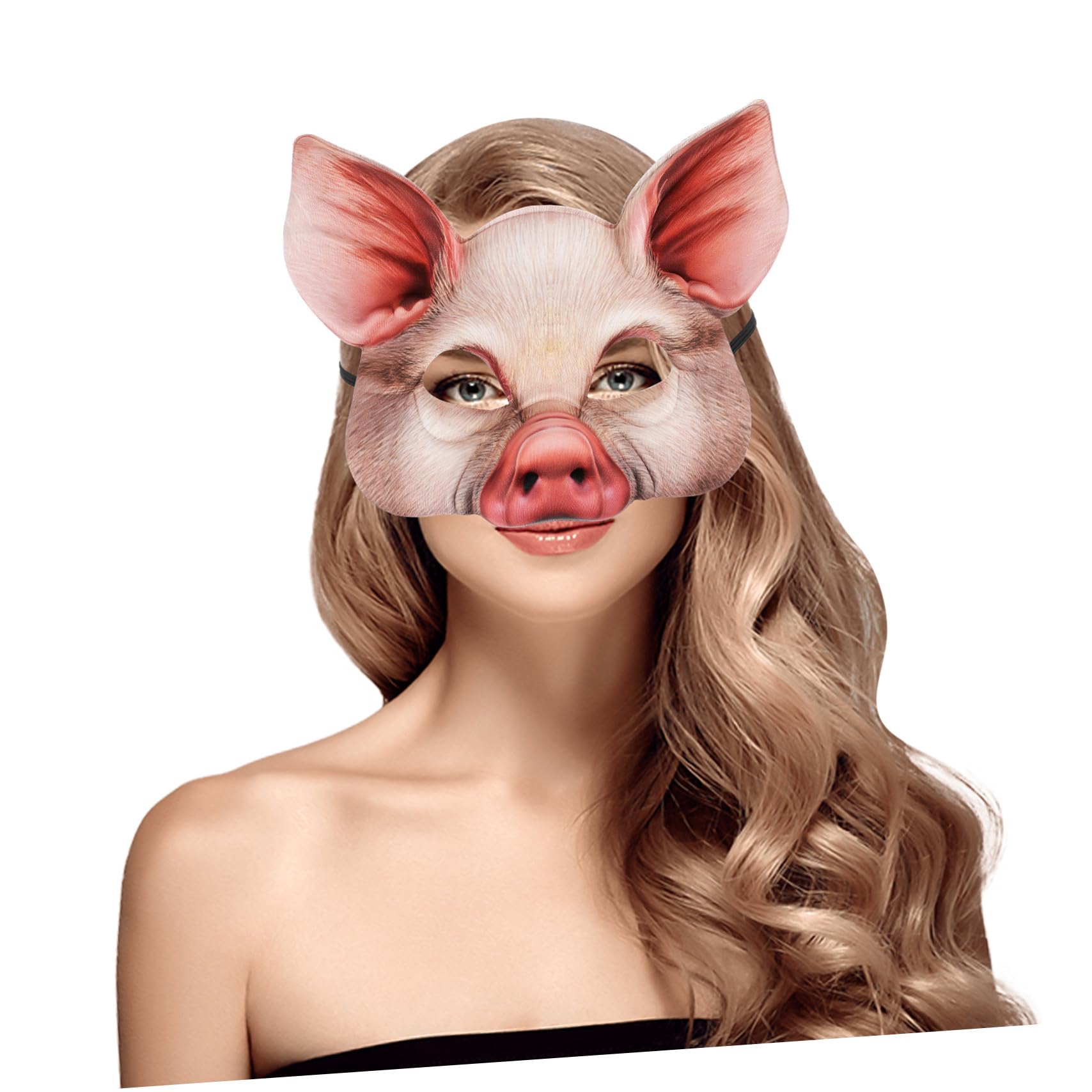 BESTonZON Masque de Cochon Réaliste pour Fête Costumée Halloween Demi-visage Accessoire Animal pour Carnaval et Cosplay Adulte