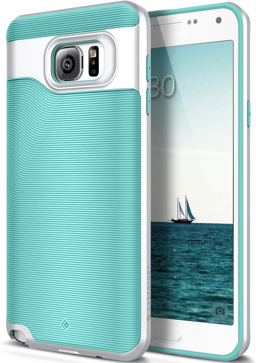 Caseology Wavelength for Galaxy Note 5 Case (2015) - Stylish Grip Design - Mint Green