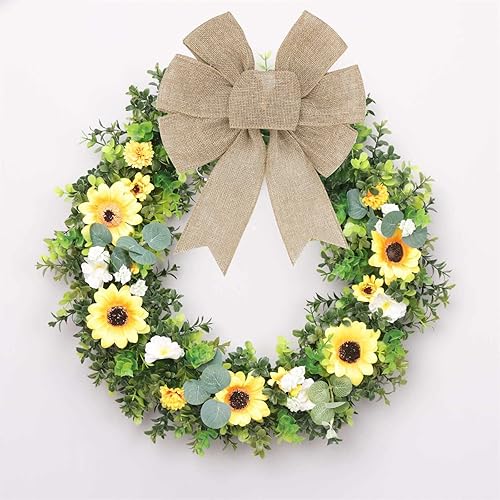 Miniatura 3 de 2 piezas de corona de arpillera rústica de yute para decoración de árbol de Navidad, cumpleaños, boda, vacaciones, fiestas