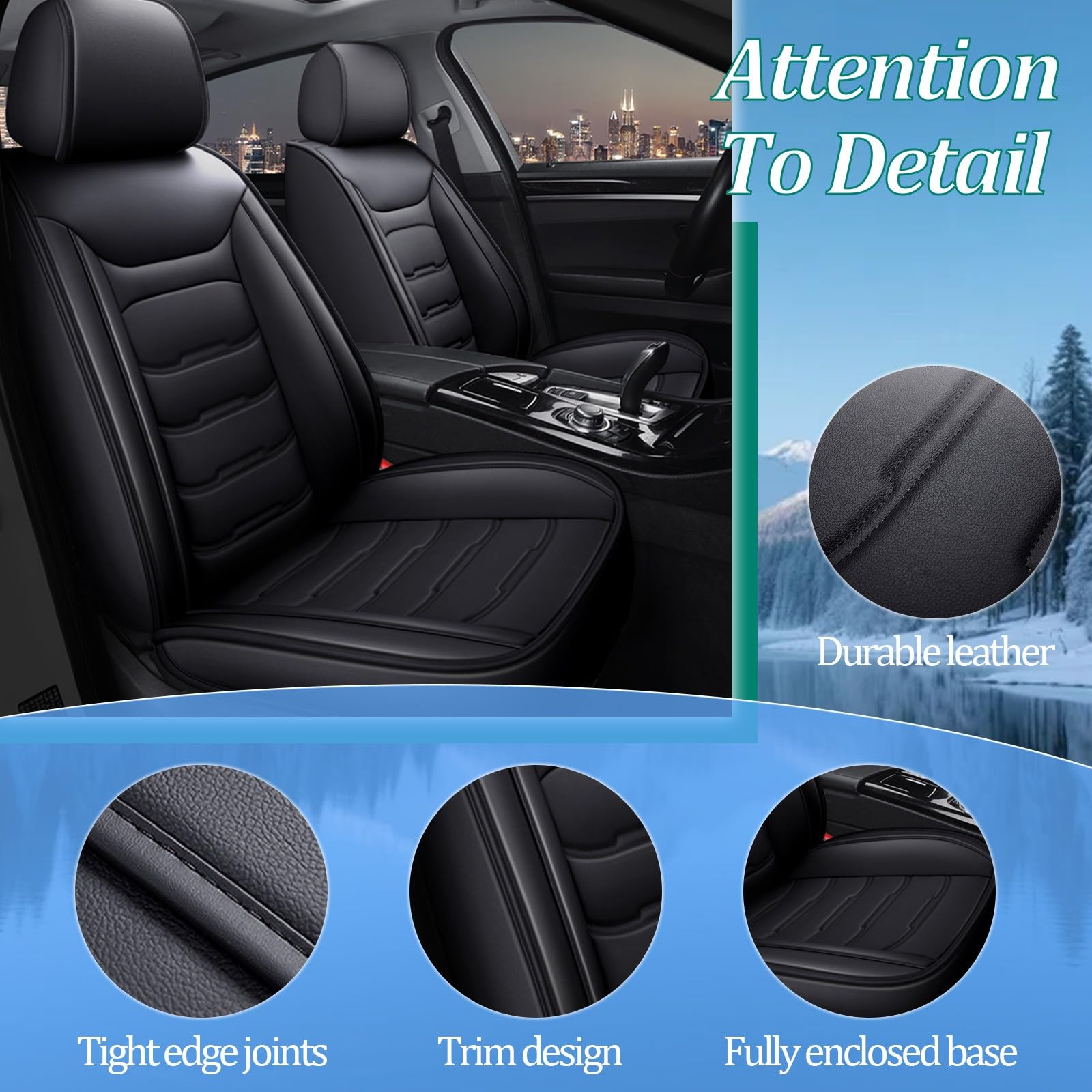 Fundas Asientos Delanteros Coche para Citroën C5 aircross 2017-2022,Protector de Asiento Delantero para Conductor y Copiloto, Compatibles con Airbags Protector Delantero,Negro