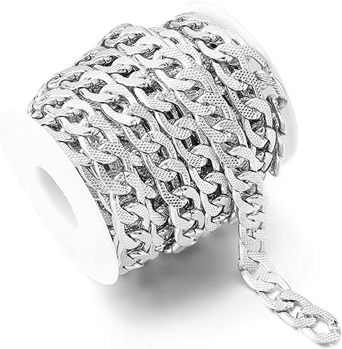 Vista 80 de N/C Cadenas de aluminio de 15 pies de eslabones de perlas de imitación, cadena de eslabones trenzados, cadenas de cable cruzado con colgante de 0