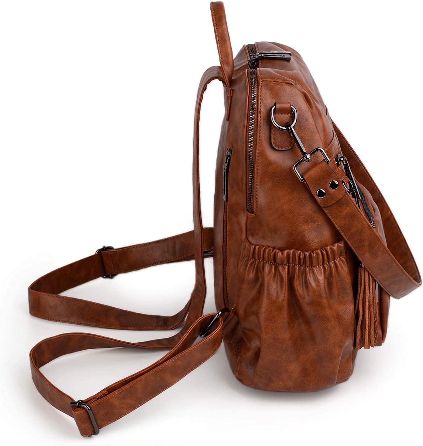 UTO Women Backpack Purse Leather Vegan Ladies Fashion Designer Rucksack Convertible Travel Shoulder Bag with Tassel - Image 7
