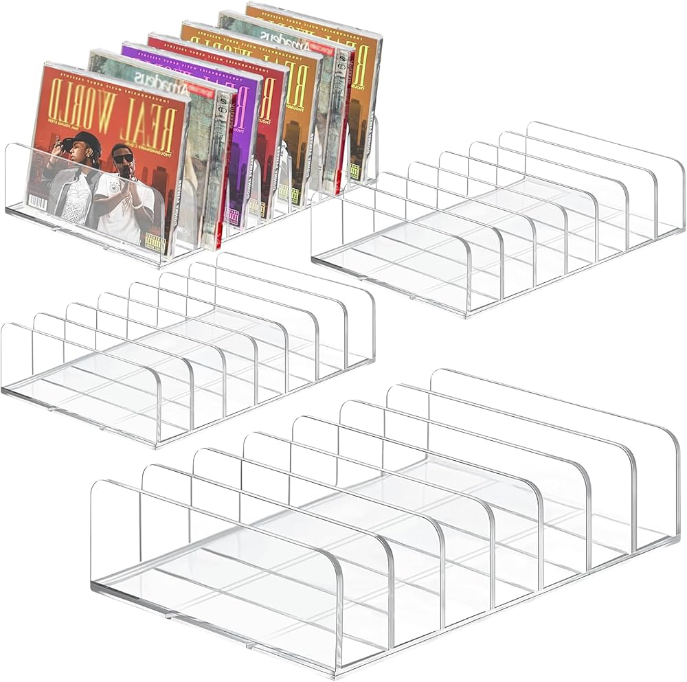 Niuny Supports pour CD Transparents 4Pcs Supports de Rangement pour CD Porte-CD Transparent CD Storage Rack Rangement CD pour CD/DVD Ombre à Paupières Palette de Maquillage Cosmétiques et Livres : Amazon.fr: High-Tech