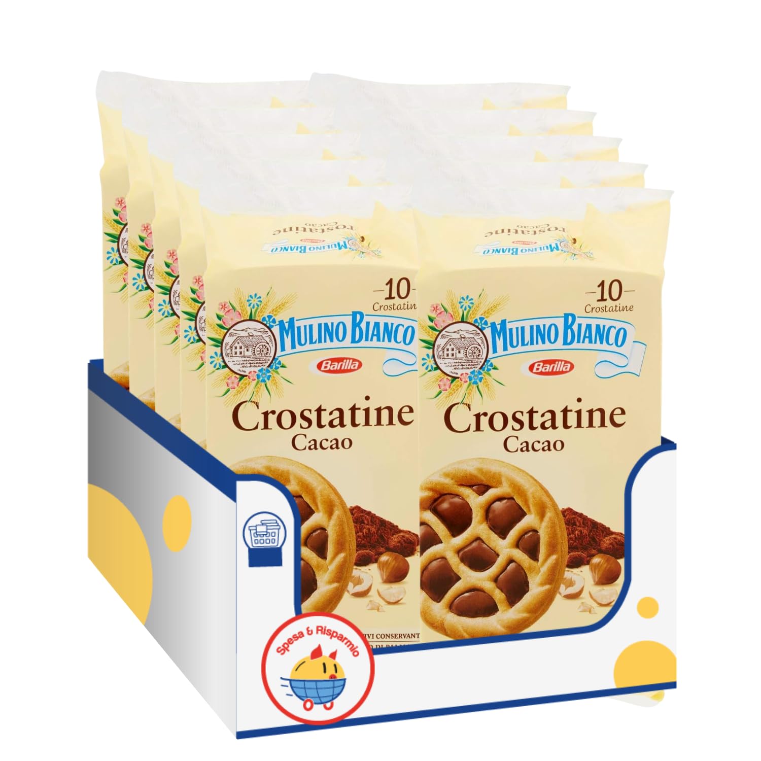 Crostatina al Cacao con Pasta Frolla e Crema al Cioccolato – Merendina Dolce Monoporzione – 400g kit con Spugna Brandizzata SPESA & RISPARMIO Inclusa – Variazioni 4/6/8/10 Pezzi (10)