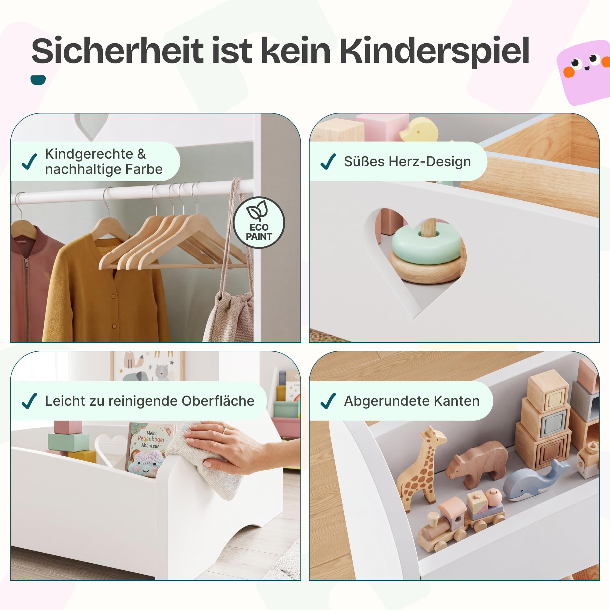 [en.casa] Kindergarderobe stehend Haandsvanssad 126x73x43 cm Weiß