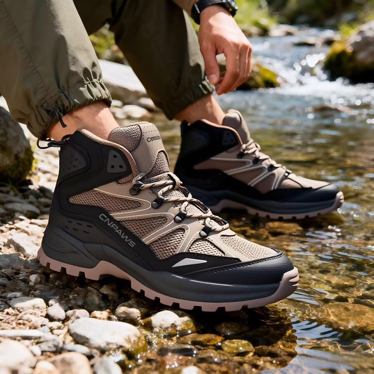 Men's Waterproof Hiking Boots Non-Slip Lightweight Trail Sneakers Outdoor Breathable Trekking Shoes