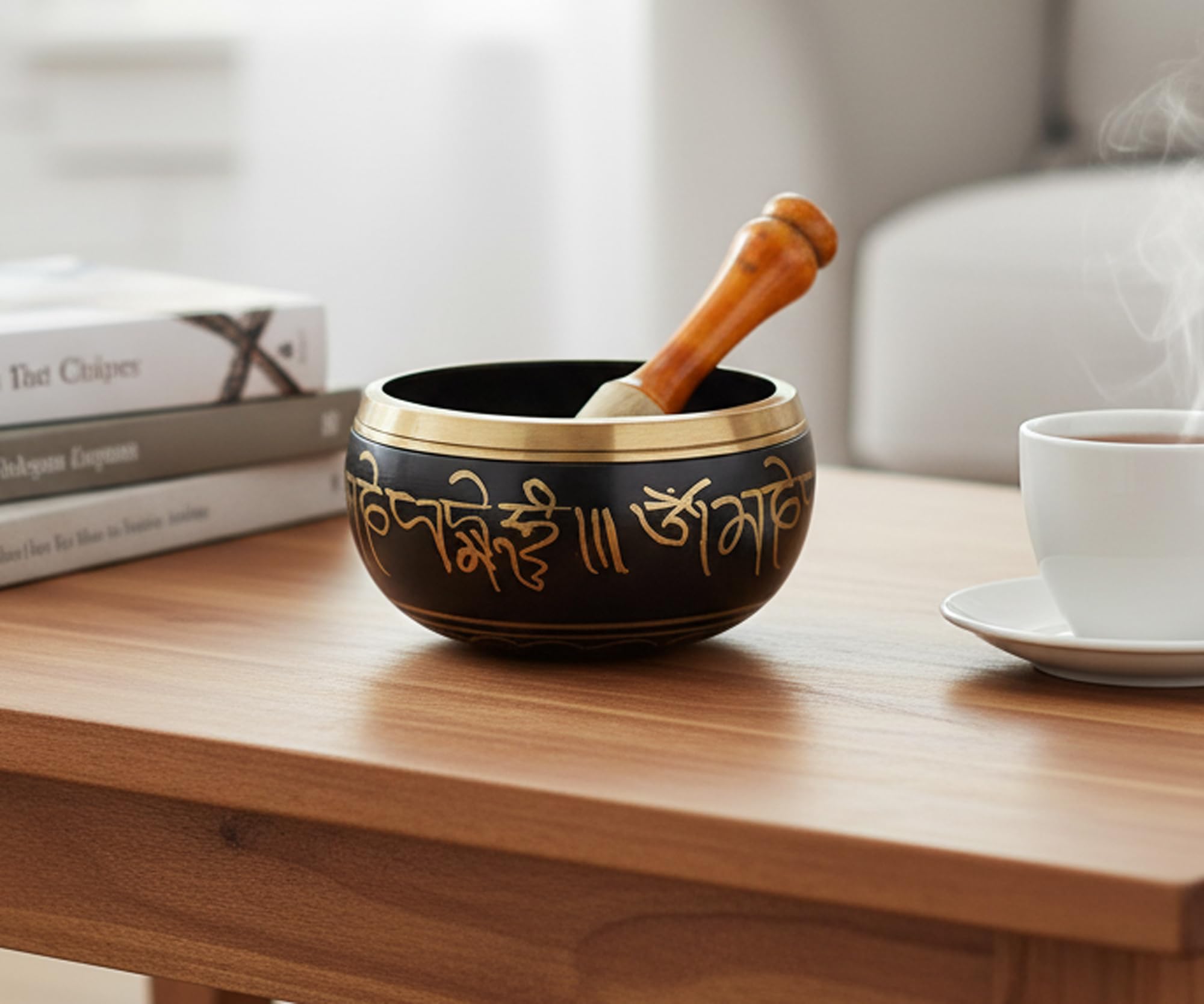 eSplanade - Metal Singing Bowl Meditation Bowl | Music Therapy (5" Black) (Black)