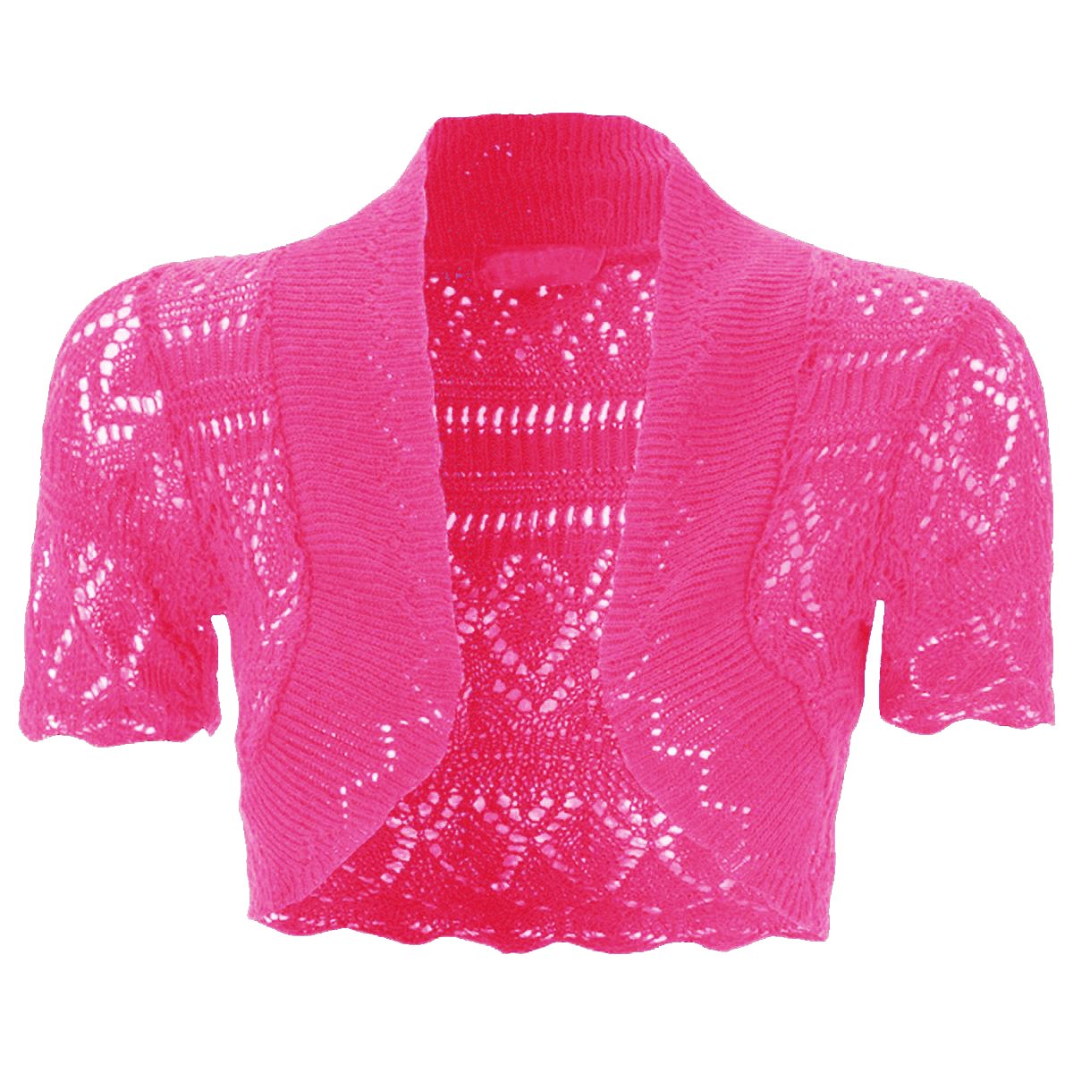 NEW KIDS GIRLS Bolero Crochet Knitted Cardigan Shrugs Top 7-13 Years (7-8, Cerise)