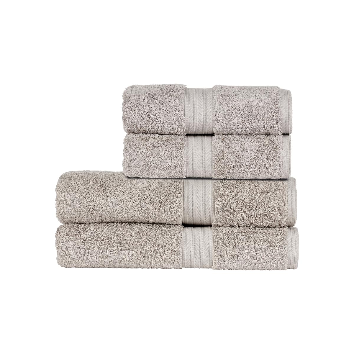 Christy Renaissance 4 Piece Towel Set | Dove Grey | 100% Egyptian Cotton Pile | Luxuriously Soft and Super Absorbent | 675 GSM | 2 Bath Towels 2 Hand Towels