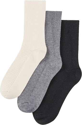 MELUSA Wool Cashmere Socks for Women, 3 Pairs Super Soft Warm Cozy Winter Gift Crew Socks