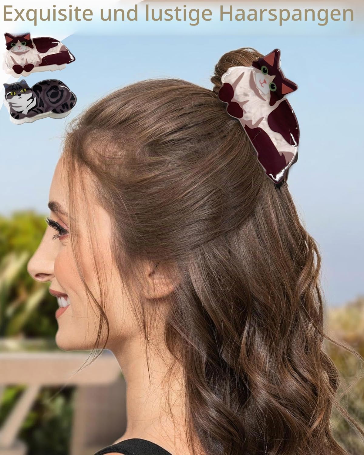 2 Stück Katzen-Haarspange, Katzenklammern für Haar, Tierhaarklammern, Damen-Haarspangen, Mädchenkrallen-Clips für Mädchen, Katzenliebhaber, Geschenke, rutschfeste Haarspange