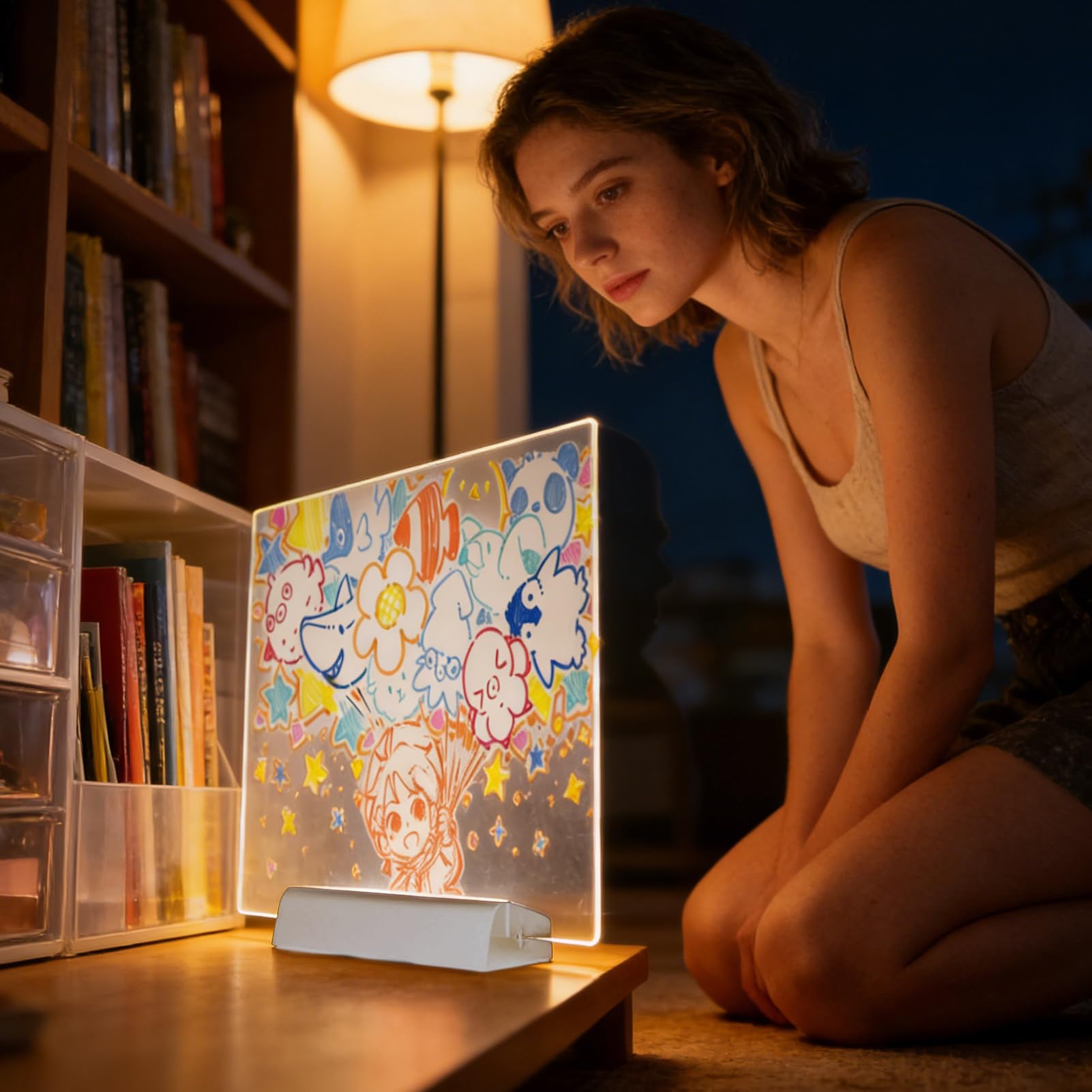Pizarra de Notas LED Juguetes de Pintura Portátiles de Borrado en