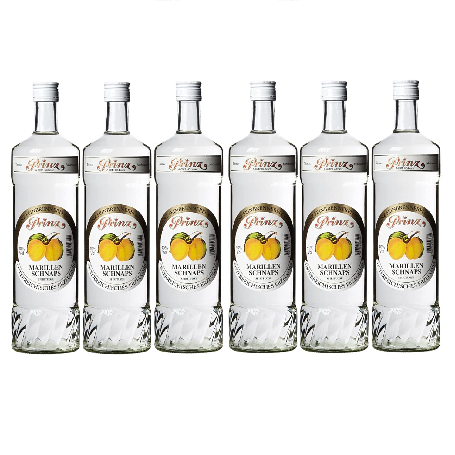Thomas Prinz Marillenschnaps Obstbrand 40% I Visando Paket (6 x 1,0 Liter)
