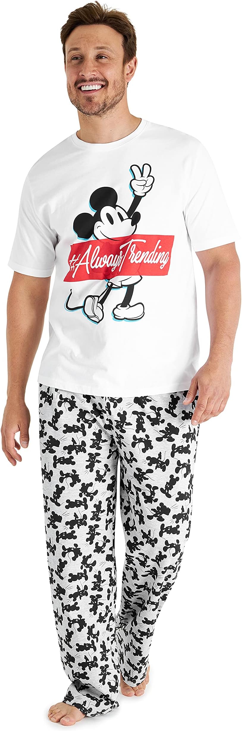 Disney Mens Pyjamas, Mickey Mouse Mens Pyjamas Set, Mens PJs Size S-3XL