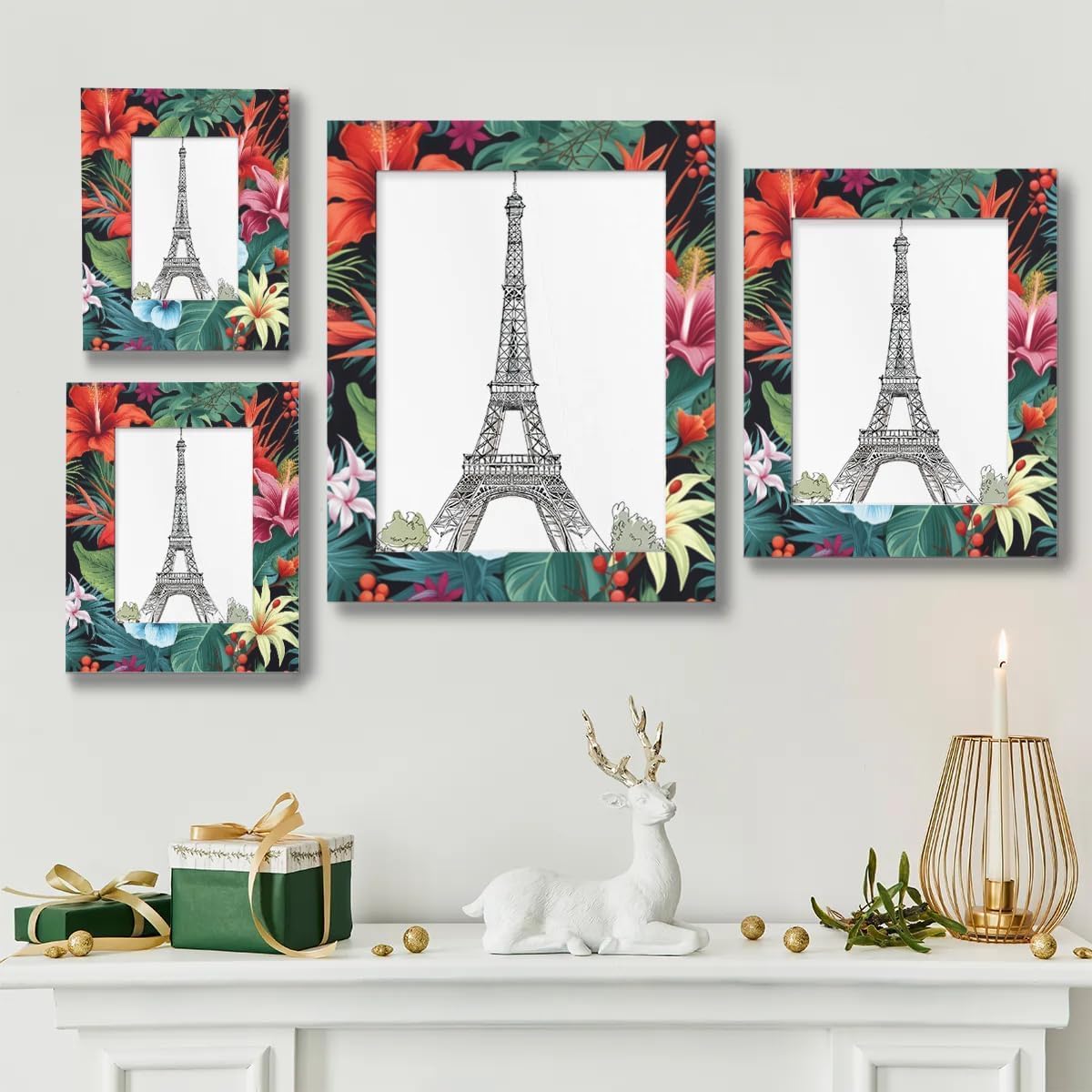 Tropical Hibiscus Floral Hawaii Palm 5x7 Picture Frame, Photo Frame 5x7 for Wall Hanging and Tabletop Display, Photo Picture Frame for Vertical or Horizontal Display