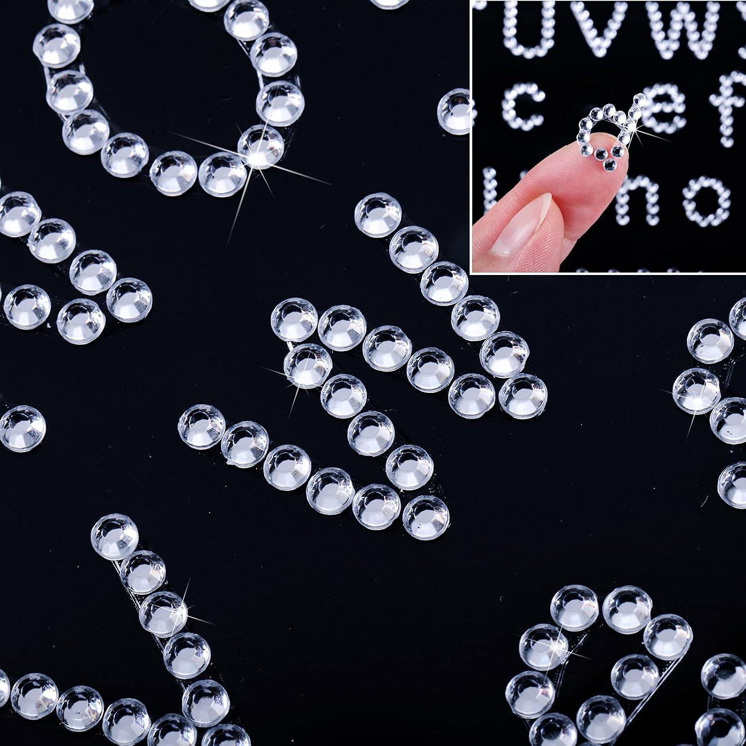 Clabby 6 Sheets Glitter Rhinestone Letter Stickers Bling Crystal Alphabet Letter Gemstone Border Sticker 26 Letters and 10 Numbers Adhesive Gem Stickers for School DIY Art Craft(White)