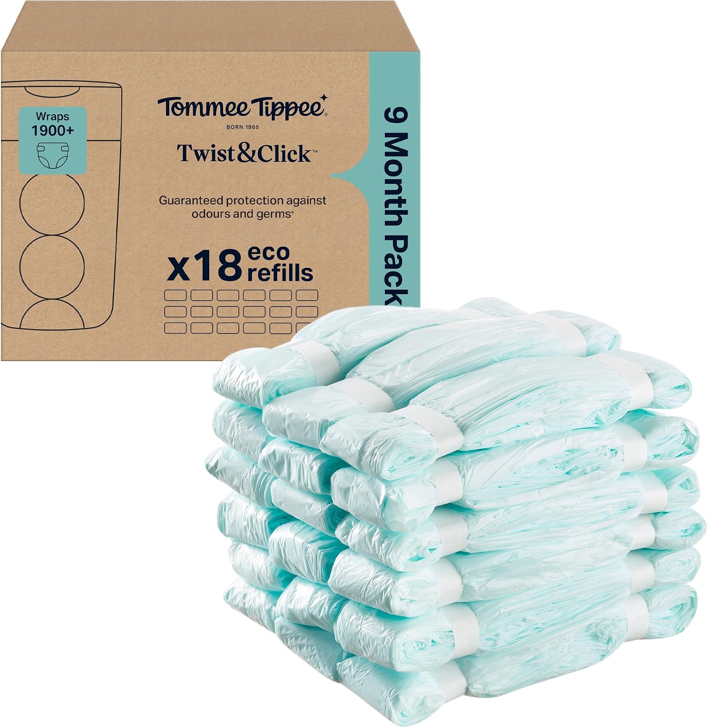 Tommee Tippee Twist & Click Nappy Bin Refill Cassettes Pack of 18