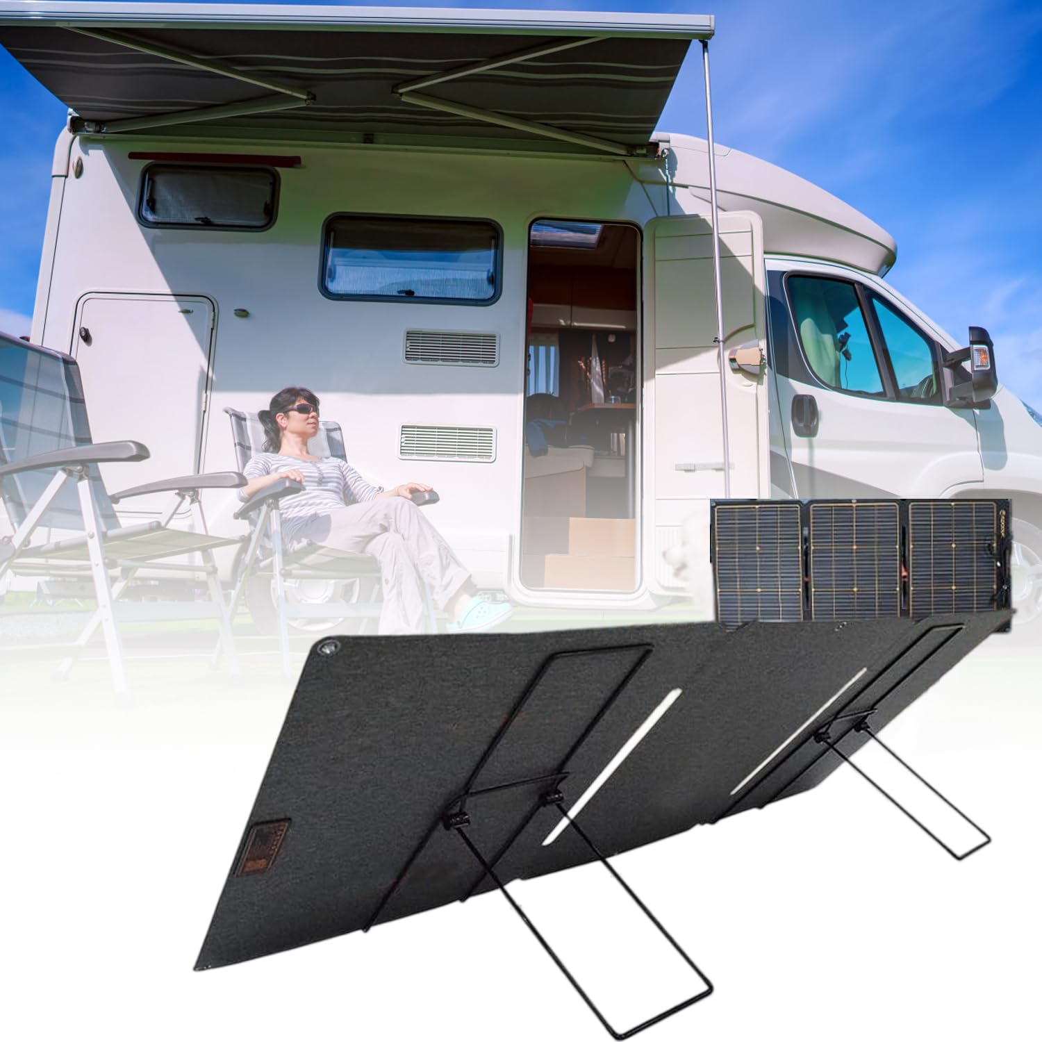 Lot de 2 Supports Panneau Solaire, Réglables et Pliables en Acier Inoxydable, Pas D'installation Fixe, Stable et Léger, Supports Universels en Acier Carbone pour Différents Panneaux Solaires