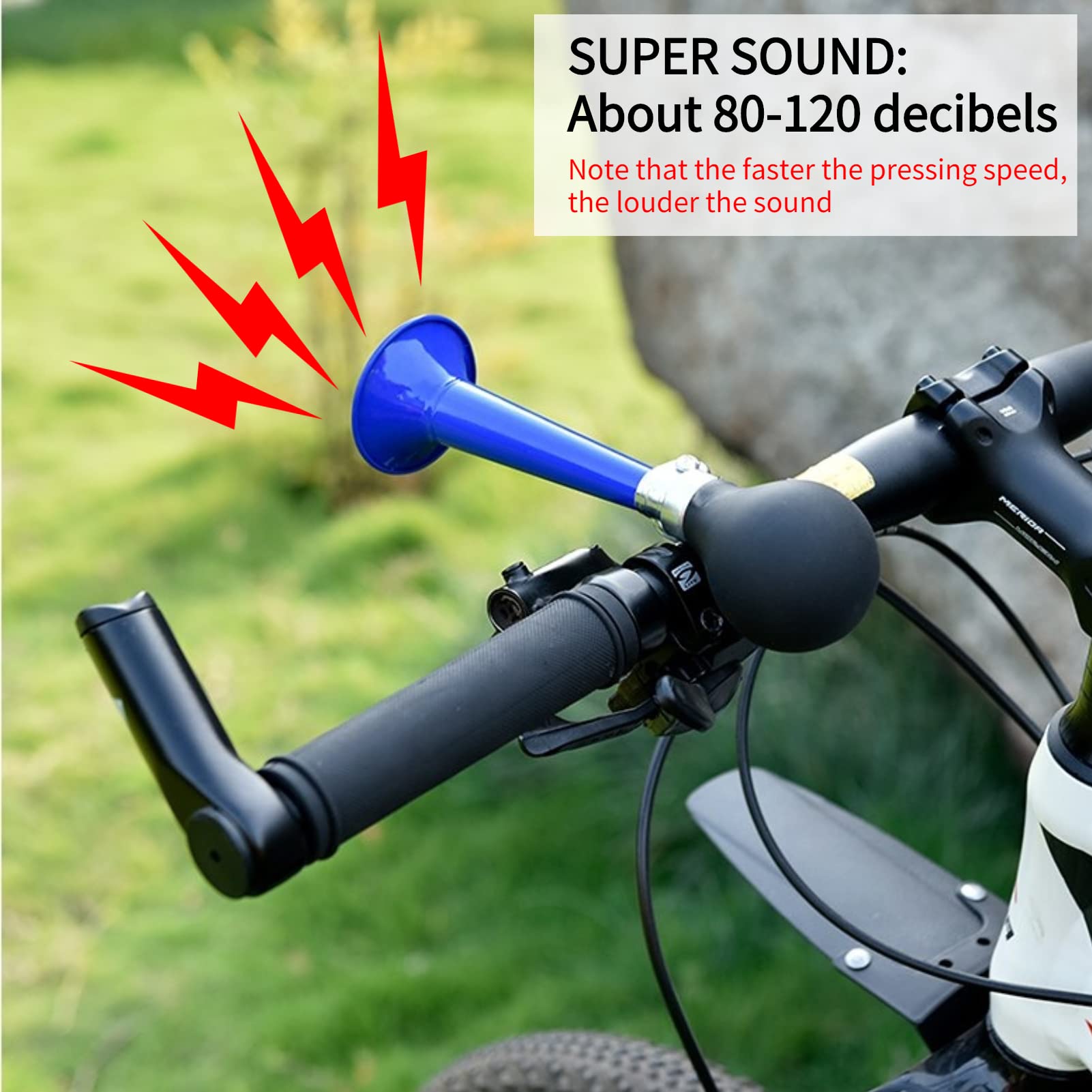VGEBY Bicycle Horn, Classic Bike Air Horns Made of Metal with Metal Frame for Mountain Road Bike (Blue) - Image 3