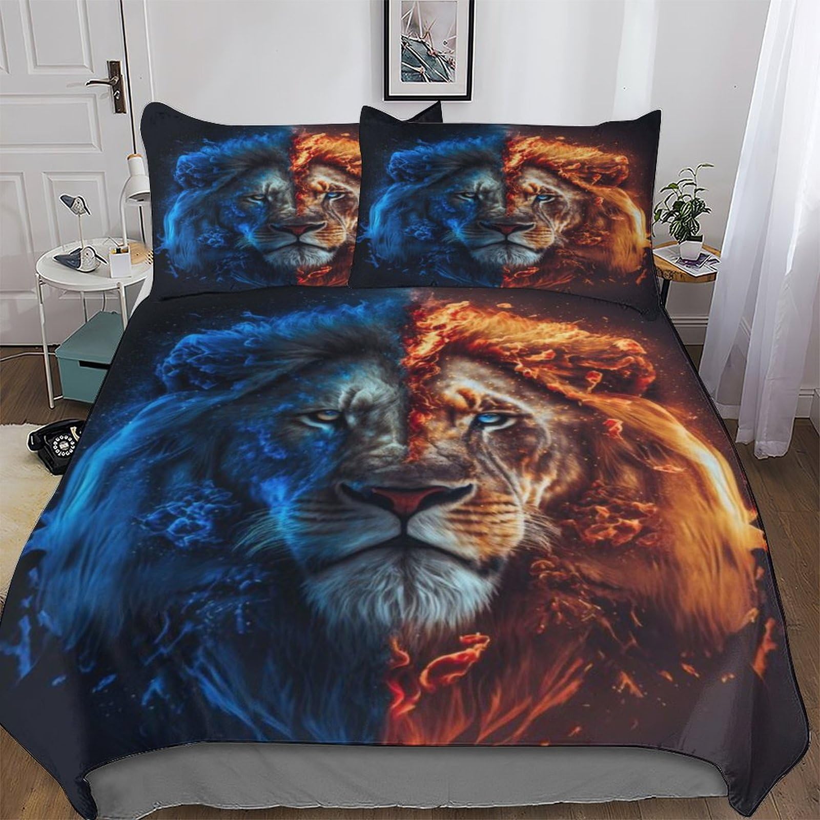 Housse de couette lion pour lit d'adolescent et décoration de chambre