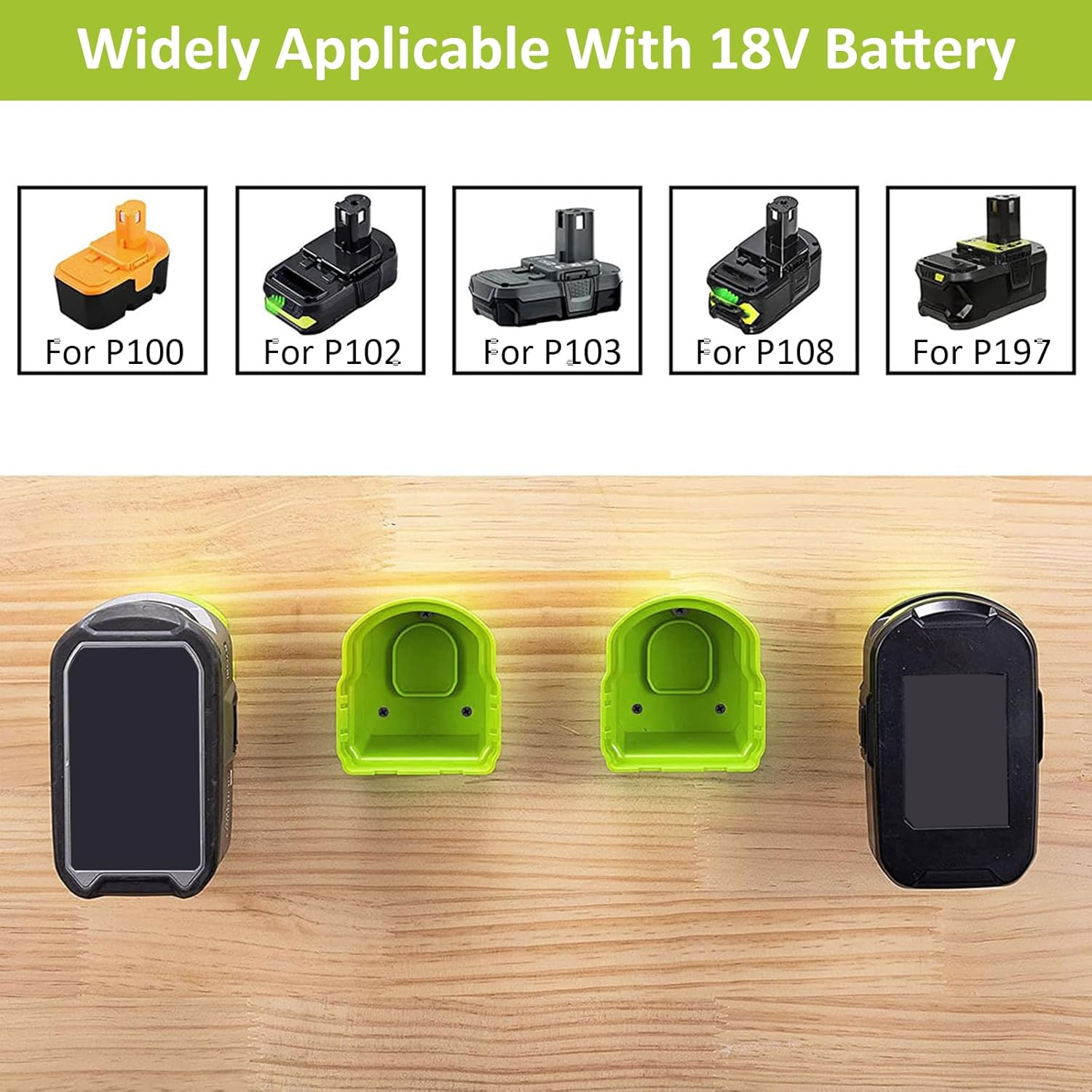 12Pack Battery Holder Compatible with 18V Wall Mounted Battery Mounts Dock Holder Portable Li-ion Battery Hanger Fixed Bracket Reusable for Wall Workbench