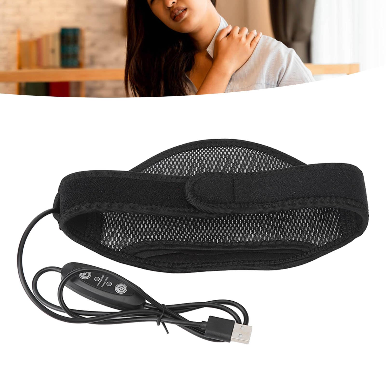 Massaggiatore Per collo E Spalle con Calore, Massaggiatore Per collo Riscaldante Massaggio con Vibrazione a 5 Marce Fascia Per collo Riscaldata USB Lavabile Per Uso Domestico Lavoro D'ufficio