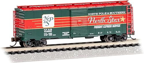 Bachmann Trenes - Caja de Acero AAR 40' CAR - Navidad - NP&S North Star Present Express SVC - Escala N