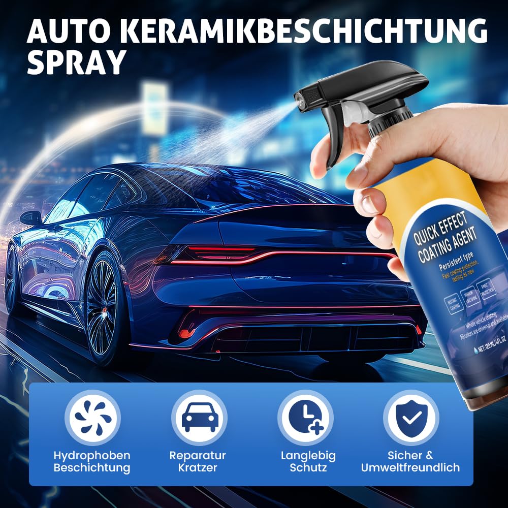 Polish Voiture, Nettoyage Voiture, Crème polish lustrante Ultimate, Brillant Longue Durée, Protection de Revêtement Coating Spray avec Chiffon Microfibre et éponge (1pcs) - 2