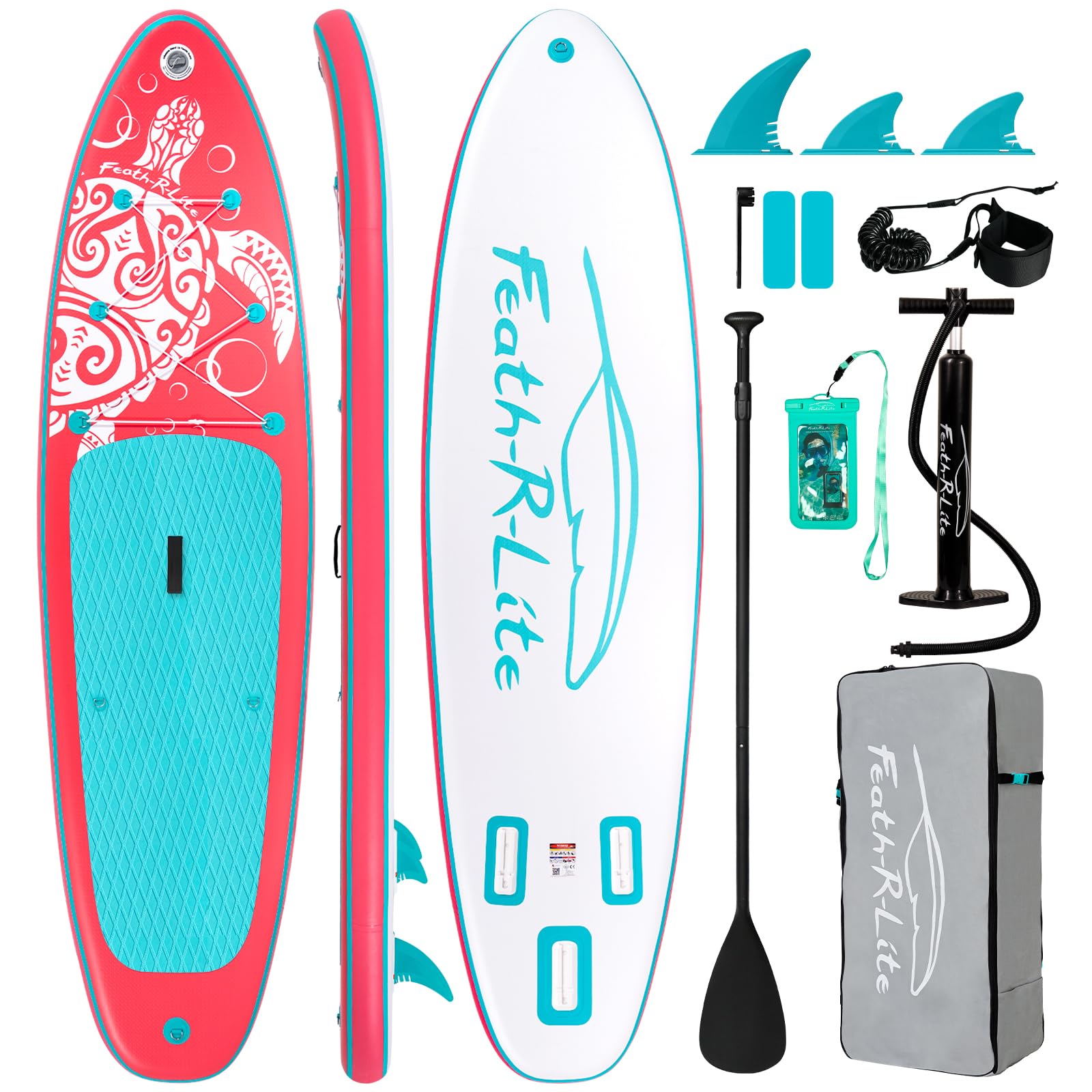 FEATH-R-LITE 10'6'' Inflatable Stand Up Paddle Board Ultra-Light Paddleboards - SUP Accessories Adjustable Paddle, Pump, Backpack, Leash, Fins for All Skill Levels — image 1