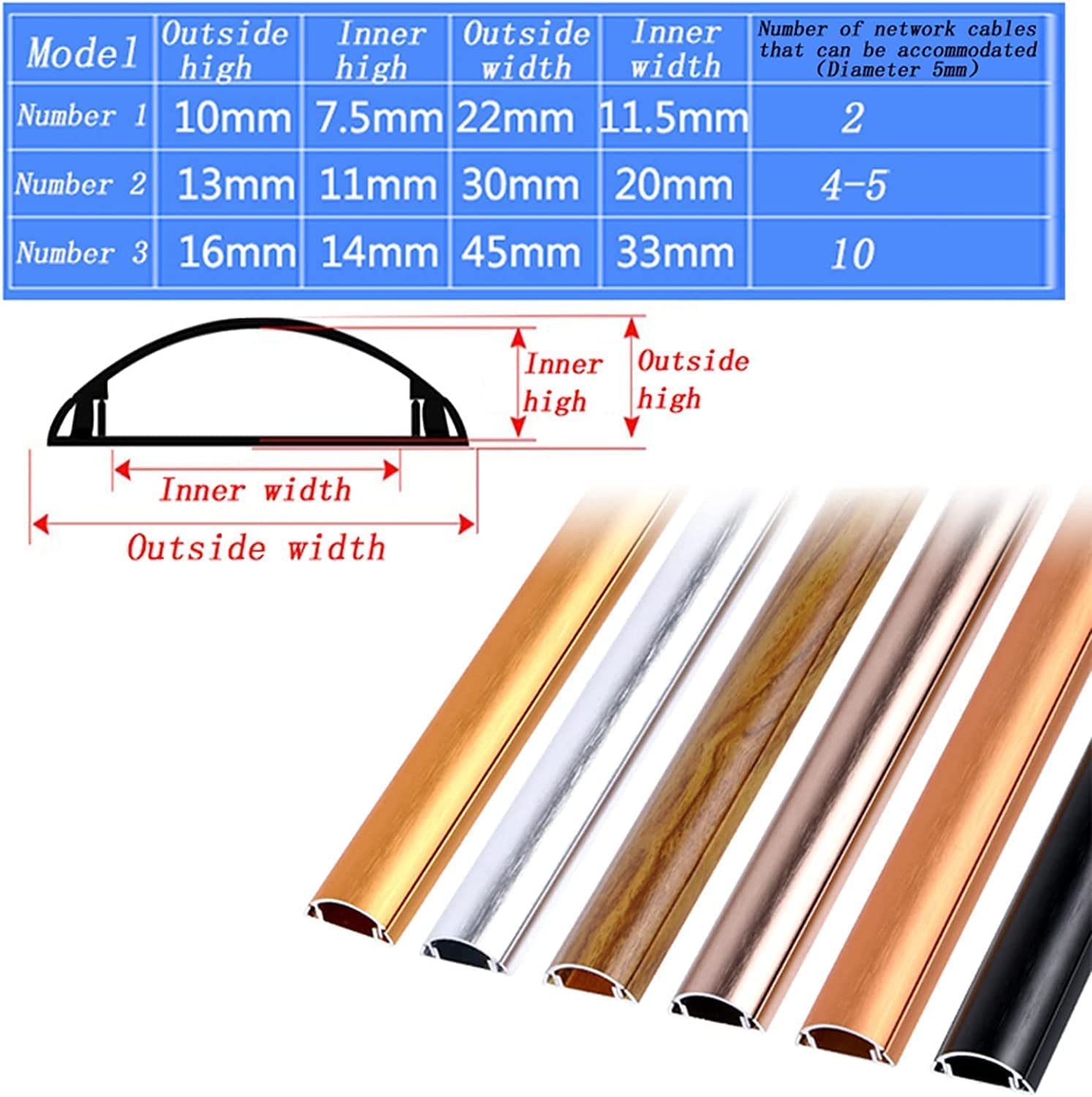 Goulottes Cache-câble De Sol En Alliage D'aluminium, Protecteur De Câble De Sol De 1 M, Protecteur De Câble De Sol, Canal De Câble Pour Protéger Les Fils Et Empêcher Le Câble De Trébucher(B,Number 2)