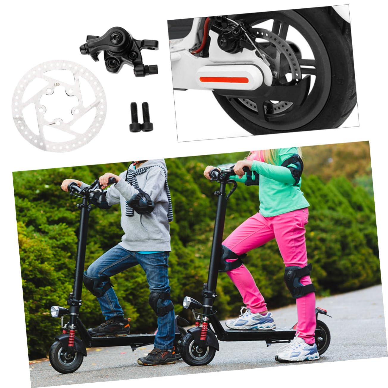 Hemobllo Kit Freno a Disco per Scooter Elettrico, in Metallo Bianco | Montaggio Semplice, Struttura Robusta, Componente per Monopattino, Accessorio Singolo per Uso Quotidiano