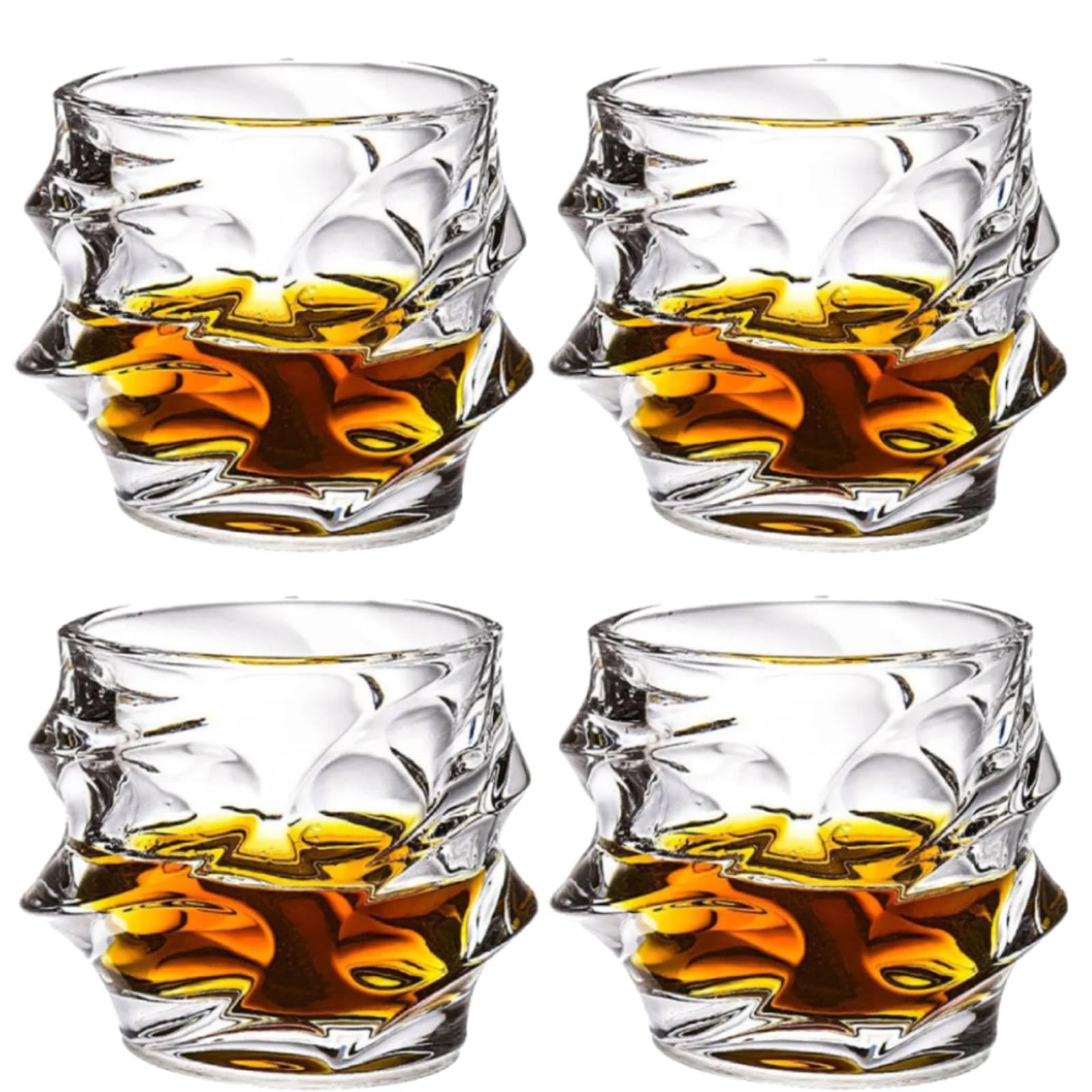 Tsuki Glass Whiskey Glasses, Japanese Crystal Whisky Glass,Old Fashioned Whiskey Glasses, Heavy Crystal Bar Glassware, Bourbon Gifts for Men Wine Glass Set, NEW Rocks Glasses Set (4Pcs)