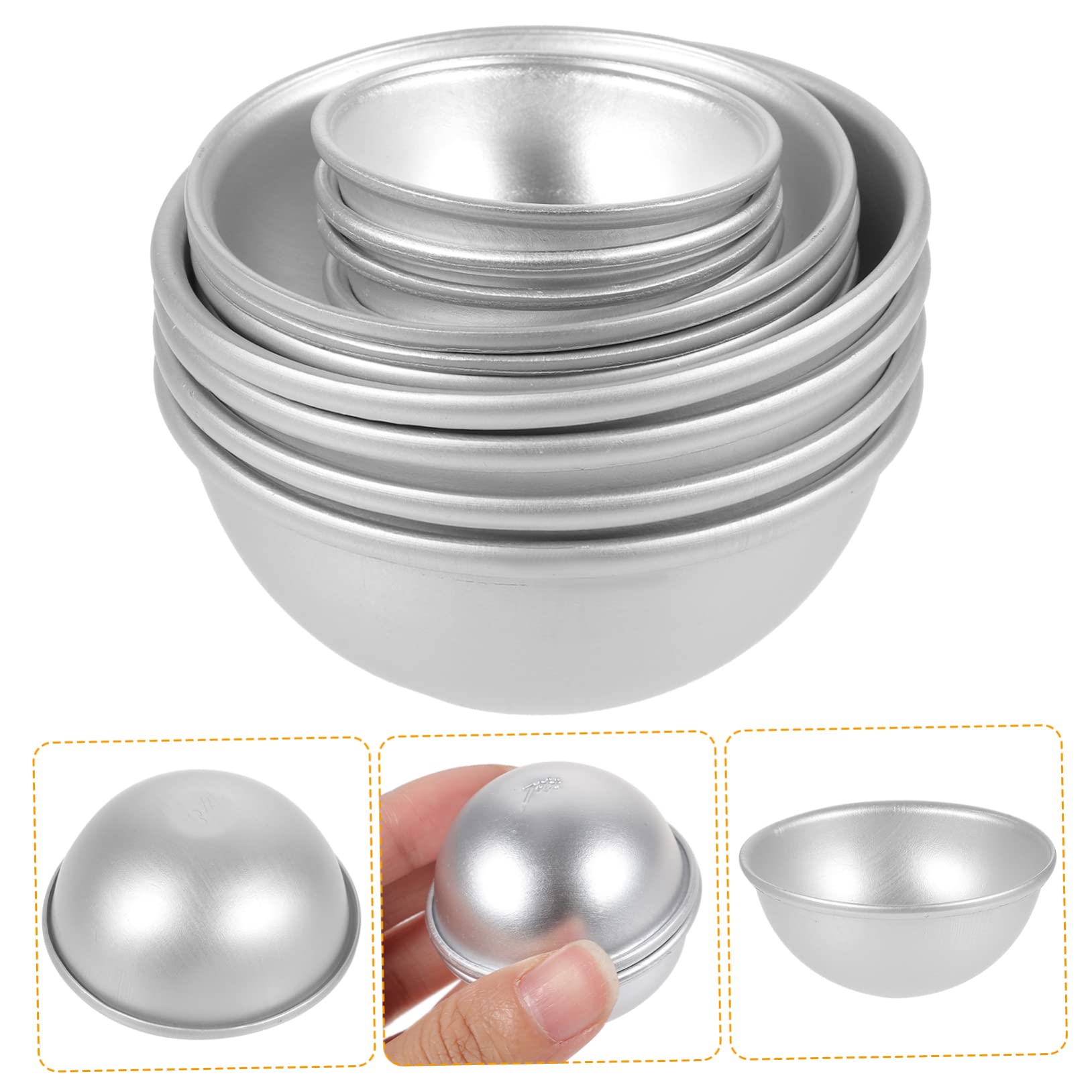 Gatuida Moule à Gâteau 12 Pièces en Alliage D'aluminium Argenté Demi-sphère Antiadhésif et Facile à Ranger Pâtisserie Loisirs Créatifs