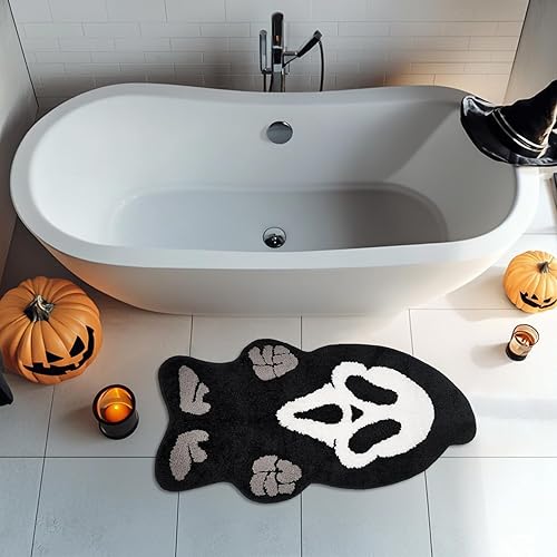 Miniatura 5 de GAGEC Alfombra de baño de fantasma, tapete de baño, tapete decorativo espeluznante para entrada, bañera, hogar, sala de estar, tapete de baño,