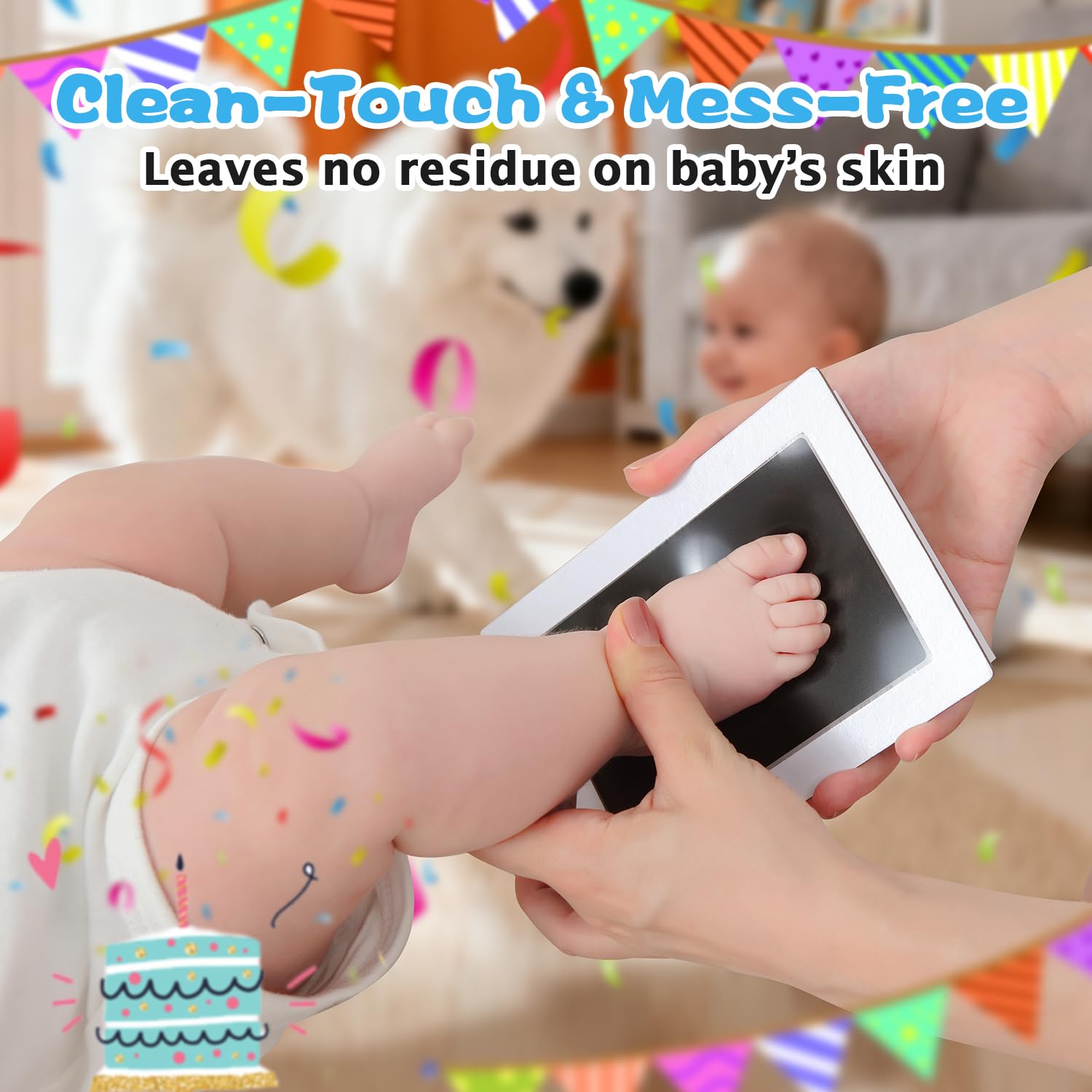 XL Impronta Mani e Piedi Neonati Inchiostro, Zemiu Kit Impronte Neonato 2Pcs Di Large Dimensioni Impronte di Mani e Piedi Cuscinetto del Timbro SenzaTocco non Tossici Sicuri,Kit Impronta Cane/Gatto