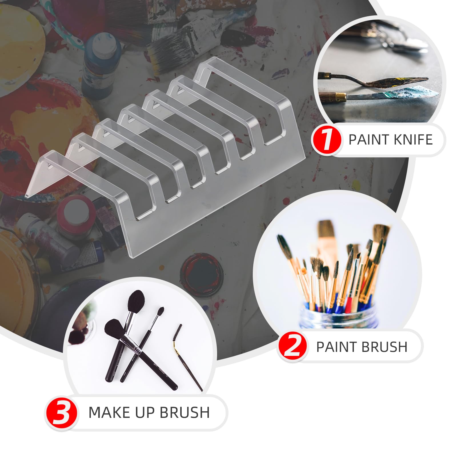 SINNNBLE Clean Acrylic Paint Brush and Makeup Brush Drying Stand Holder for Vanity or Artist Studio Use (2pack)