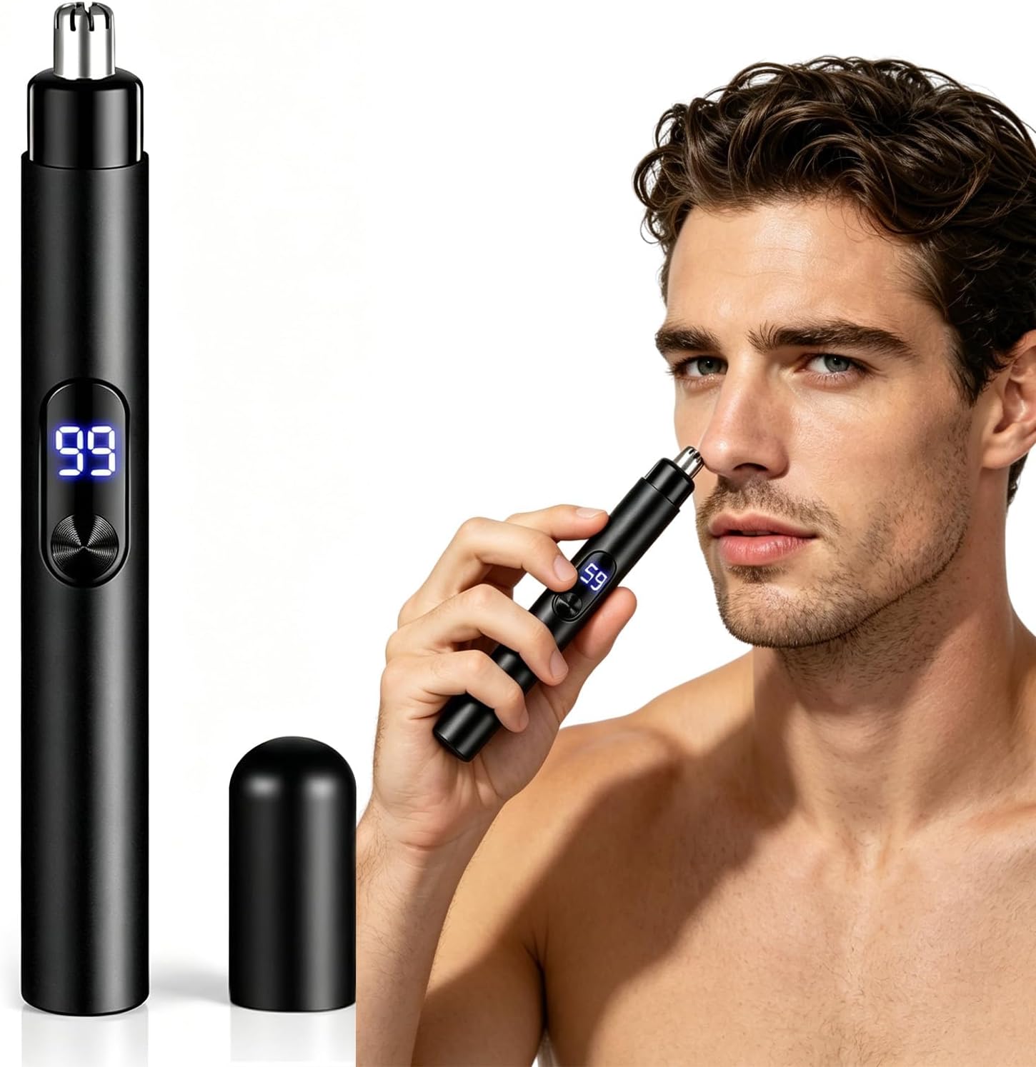 Nose Hair Trimmer for Men, 1PC 2026 New Electric Ear and Nose Hair Trimmer with LED Display, Type-C Rechargeable Nose Trimmer for Men, Great Gifts for Elder, Dad