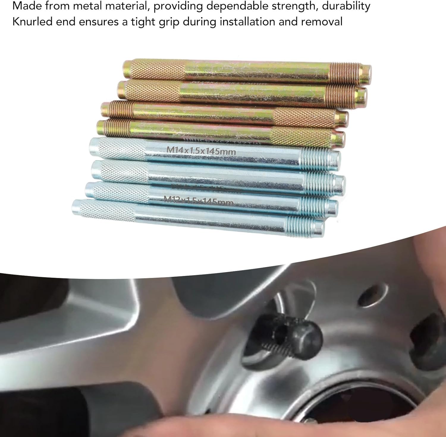 Hapivida 8Pcs Wheel Alignment Pin, Metal Wheel Stud Alignment Guide Tool Wheel Hanger Positioning Guide Balancing Tools