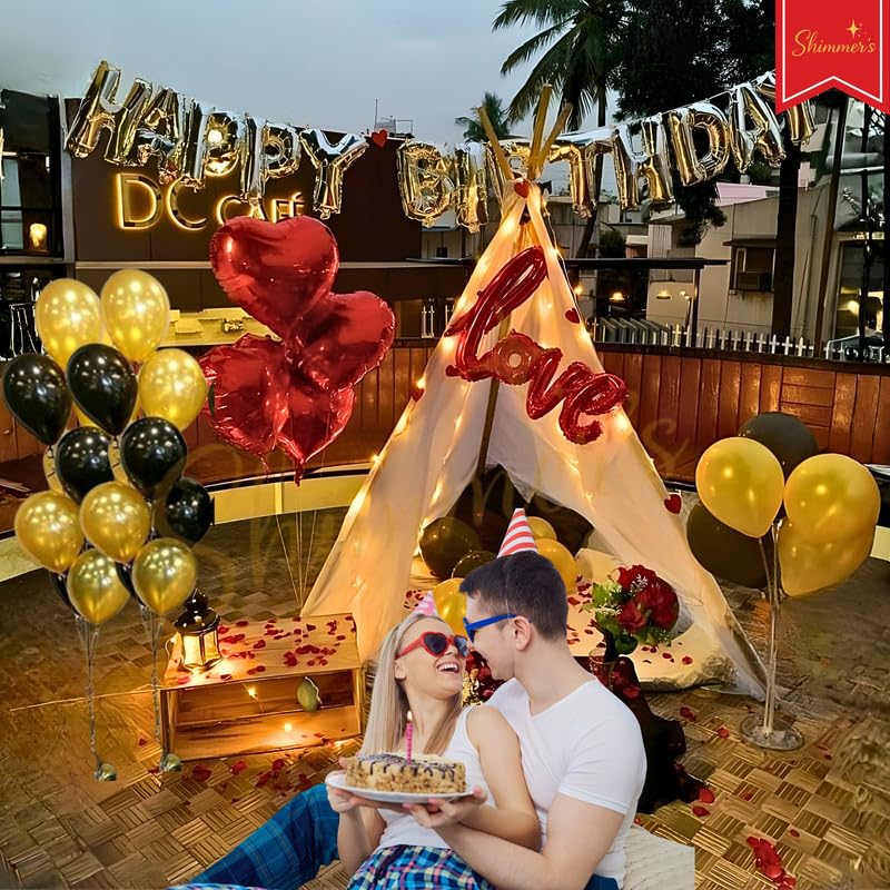 Shimmers Happy B'day Love Theme Canopy Decoration Set – Romantic Hanging Canopy Backdrop for Home B'day Parties 2