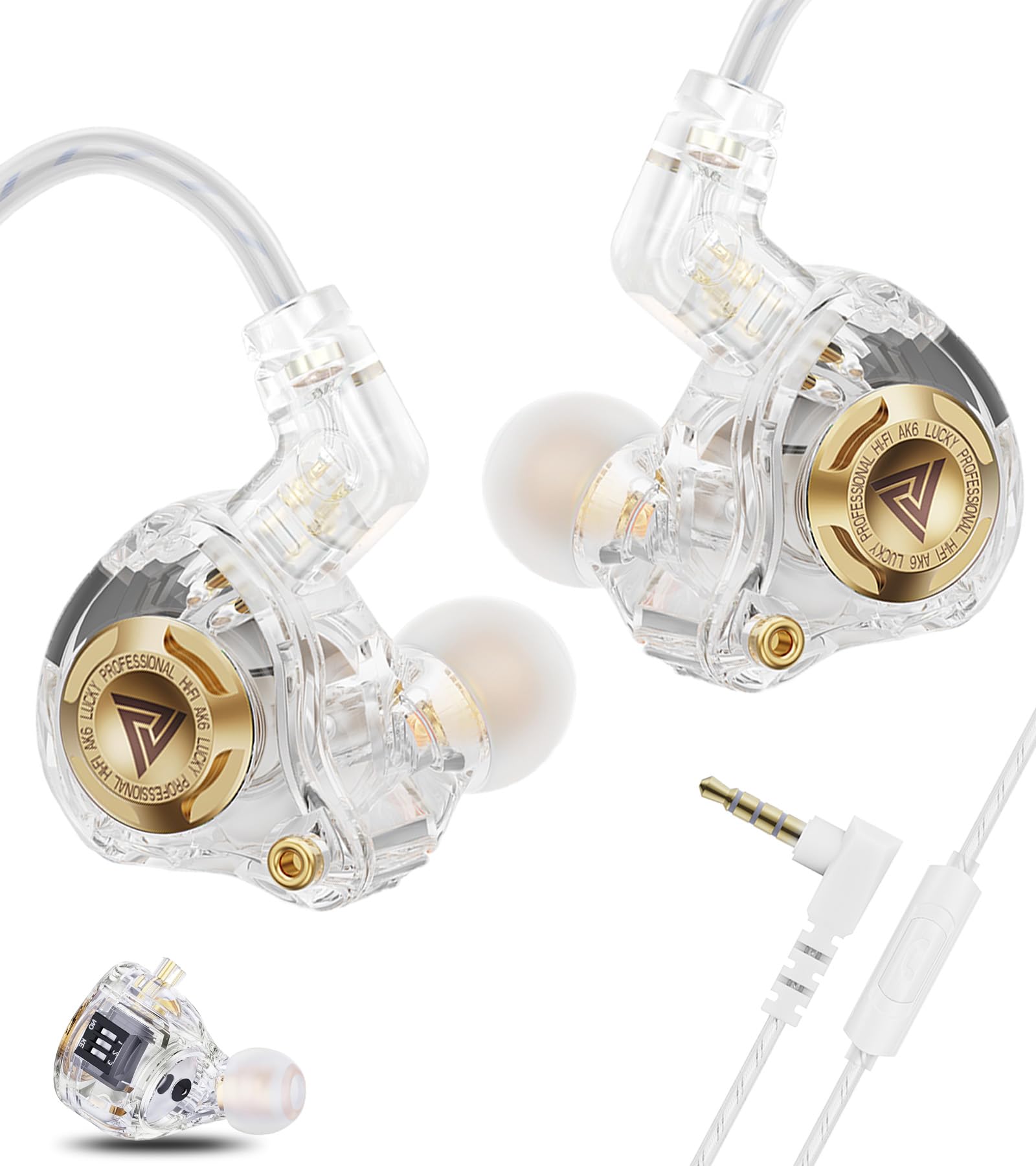 Wired Gaming Earbuds with Mic, 11mm Dynamic Driver HiFi in Ear Monitors, 3-Way Adjustable…