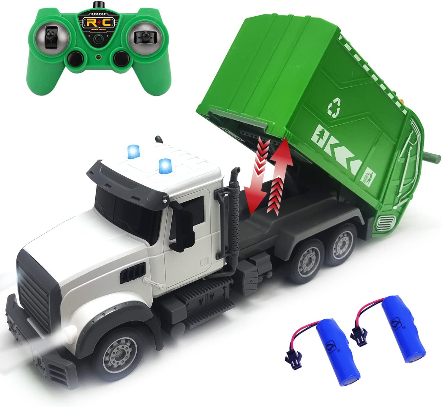 2.4G RC Garbage Truck Toy with Lights 6 Channel Remote